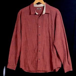 REI Long sleeve button up shirt, rayon/poly blend men size L